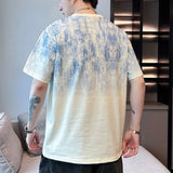 Riolio  New Men's Trendy Loose Fashion Student Short-sleeved Round Neck Sports Five-point Sleeve T-shirt