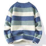 Riolio Men's Striped Sweater O-Neck Casual Knit Pullovers Fashion Long Sleeve Knitted Sweater Men Autumn Winter Warm Y2K Knitwear Tops