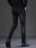 Riolio  Autumn and Spring New Fashion Trend Black Embroidery Retro Straight Leg Jeans Men's Casual Sports High Quality Elastic Jeans