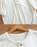Riolio Bamboo Joint Cotton Shirt Breathable Henry Neck Tough Guy Casual Short-sleeved T-shirt Men's Summer Sports Retro Top