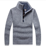 Riolio MEN WINTER OUTFIT Men's Fleece Thicker Sweater Half Zipper Turtleneck Warm Pullover High Quality Male Slim Knitted Wool Sweaters For Spring