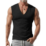 Riolio  Summer Men's Solid Color V-Neck Tank Tops Casual Breathable Sleeveless T-Shirt Men Fitness Sports Vest Male Outdoor Jogging Tops