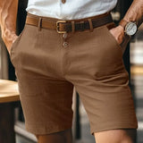 Riolio  Stylish Simplicity Summer Cotton Linen Shorts Men Fashion Triple Button Short Pants Male Streetwear Casual Beach Shorts