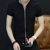 Riolio  Short-sleeved T-shirt Men Korean Style Slim Ice Silk Summer Thin Cardigan Top