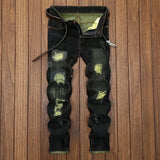 Riolio  New Men's Ripped Vintage Jeans Straight Denim Trousers Male Distressed Personalized Motorcycle High Street Spliced Jeans Pants
