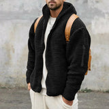 Riolio  Men's Autumn and Winter Double-Sided Fleece Warm Jacket  Loose Hooded Casual Jacket