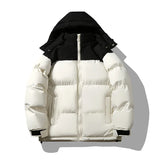 Riolio Coat Man Winter Jacket Men Hooded Casual Loose Warm Parkas New Mens Solid Hooded Collar Thickened Mens Solid Winter Jacket
