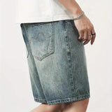 Riolio  Cowboy Shorts Men Summer Loose Pocket Straight Cylinder Trend Casual Middle Pants Washing Nostalgia Versatile Quarter Pants