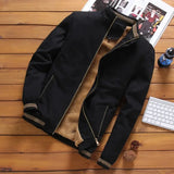 Riolio Autumn And Winter New Men's Fashion Aviator Jacket Fleece Thickened Warm Baseball Jacket Solid Color Zipper Large Size Top M-5XL