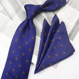 Riolio  2PCS Neck Tie Set Casual Floral Printed Neckties Oversized 9cm Luxury Striped Silky Neck Ties For Men Pocket Square Groom Hanky