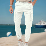Riolio  Men's Cargo Jogger Pants Multi Pocket Elastic Waist Casual Trousers