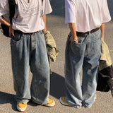 Oversized Baggy Jeans Men Fashion Retro Casual Wide Leg Jeans Men Streetwear Loose Hip Hop Straight Denim Pants Mens Trousers