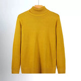 Riolio New Korean Fashion Men Sweater Light Luxury Trendy Turtleneck Knit Solid Color Pullover Leisure Retro Long Sleeve Basic Knitwear