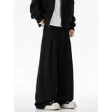 Riolio  Unisex Black Oversized Wide-Leg Sweatpants Drop Crotch with Side Pocket Baggy Fit