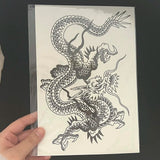 Riolio Waterproof Temporary Tattoo Sticker Japanese Style Black White Flame Dragon Body Art Fake Tattoo Flash Tattoo Arm Female Male