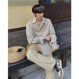 Riolio Korean Version Solid Color Elastic Fashionable Top Men Solid Color Free Long-sleeved Shirt for Autumn New High-end Trendy Shirt