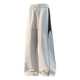 Riolio  Outdoor Casual Loose Leggings Thin Summer Youth High Waist Straight Leg Pants Quick Dry Color Block Fleece Polyester