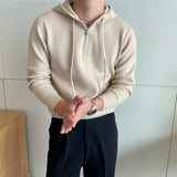 Riolio  New British Leisure Men's Hooded Sweater Trendy Zip-up Preppy Style Slim-fit Long Sleeve Hoodies Casual Vintage Warmth Knitwear