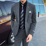 Riolio  Hot Sale Of The Season Fashionable Men's Casual Striped Suit Set Business Professional Three-piece Suit Trendy Wedding Wear Male