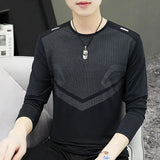 Riolio Ice Silk Long Sve T-irt for Men Slim Fit Qui Dry Smooth Material Spring Summer Base irt 30 40 Years Old Men's Faion