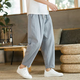 Riolio Summer Men's Trousers Cotton Linen Fashion Casual Pants Solid Color Breathable Loose Shorts Straight Pants Streetwear M-5XL