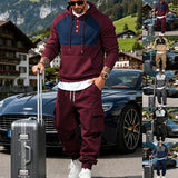 Riolio  Heavy men's velvet light luxury simple fashion hooded embroidered outdoor tooling commuter thermal sweater set