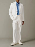 Riolio  Men's Suit 2 Pieces Linen Blazer And Pants Business Formal Work Wear Wedding Groom Tuxedos