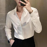 Riolio  Men Clothing Spring Autumn Korean Fashion Business Casual Button Down Shirts Male Black White Long Sleeve Slim Formal Tops M-4XL
