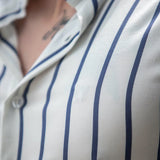 Riolio  Vintage Long Sleeve Striped Shirts Mens Spring Casual Turn-down Collar Button-up Shirt Fashionable Men Slim Fit Cardigans