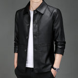 Riolio Men Soft PU Leather Jacket Male Business Leather Jacket Casual Coats Man Jaqueta Masculinas Inverno Couro Large Size XXXL 4XL