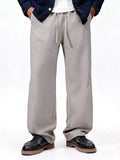 Mens Corduroy Pants With Drawstring Waist Loose Fit Casual Trousers
