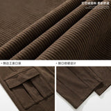 Riolio Corduroy Cargo Pants Men Japanese Streetwear Black Cargo Trousers Male Hip Hop Harajuku Brown Loose Vintage Korean