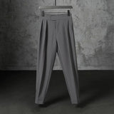 Riolio New Japanese Retro Velcro Male Suit Pants Light Luxury Straight Draped Business Casual Pants Premium Slim Elegant Ninth Trousers
