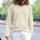 Riolio Spring And Autumn Korean Style Sweater Men's Casual Loose Plus Size men's Clothing Waffle Fabric Crew-neck Long-sleeved Pullover
