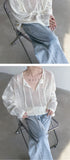 Riolio Rice White Shirts for Men Hollow Out Blouse Men Handsome Fashion Men Clothing Vacation Sexy Mesh Long-sleeved Shirts