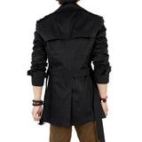 Riolio Autumn And Winter Mens Mid-Length Trench Coat Elegant British Solid Color Coat Korean Style Double-Breasted Casual Trench Coat