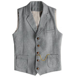 Riolio  Vintage Business Formal Wedding Vest with Pockets, Retro Office Party Sleeveless Jacket Office Party Slim Fit Business Waistcoa