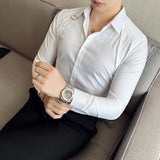 Riolio Strap Decorative Design Shirt Mens Clothing Korean Long Sleeved Slim Fit Casual Shirts Nightclub Prom Show Dress Shirt