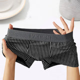 Riolio Men Boxer Versatile Mid-rise Striped Print Patchwork Color Thin Shorts Briefs Quick Drying U-convex Panties Men's Underpants