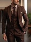 Riolio  3 Pieces Blazer Vest Pant New Solid Suits for Men Slim Fit Groom Wedding Suits Tuxedo Best Man Fashion Marriage