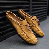 Riolio  Fashion Men Loafers Summer Leather Slippers Flats Lazy Shoes Casual Soft Comfortable Driving Shoes Moccasins Footwear for Men