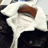 Riolio Men Winter Autumn Jacket Denim Inner Fleece Thicken Winter Jeans Jacket Coat Men's Turn-down Velvet Jacket Mens Fur Parkas