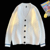 Riolio Autumn Winter New Solid Color Fried Dough Twists Wool Cardigan Men's Fashion Loose Comfortable Knitting Long Sleeve Warm Clothes