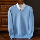 Riolio  Super Cashmere Sweater Men Thick Pullover Autumn Winter Warm Classic V-neck Clothes Male Jumper Jersey Hombre Pull Homme 4XL