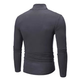 Riolio Autumn  Winter Men's High Neck T-shirt Slim Fit Fashion High Elastic Long Sleeve Cotton Casual Breathable Apparel Pullover