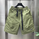 Riolio  Men's Large Pocket Waistband Work Shorts Summer Thin New Loose Straight Half Middle Pants