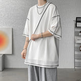 Riolio Summer Short Sleeve T-shirt Men Fashion 3 Colors Oversized T Shirt Men Streetwear Hip Hop Loose O-Neck Tshirt Mens Top S-2XL