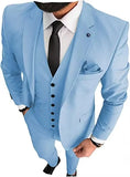 Riolio  Men's Suit 3 Piece Slim Fit Single Breasted Tuxedos for Wedding Formal Business Men Groomsman Blazer+Vest+Pant
