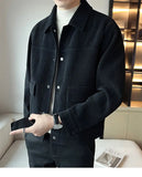 Riolio Korean Style Fashionable High-end Jacket Men's Spring Autumn 2025 New Corduroy Top Trendy Handsome Loose Short Lapel Thin Jacket