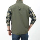 Riolio  Summer Men Tactical Hiking Fishing Vest Multi-pocket Photographer Waistcoat Outdoor Leisure Male Thin Cargo Jacket Vests M-6XL